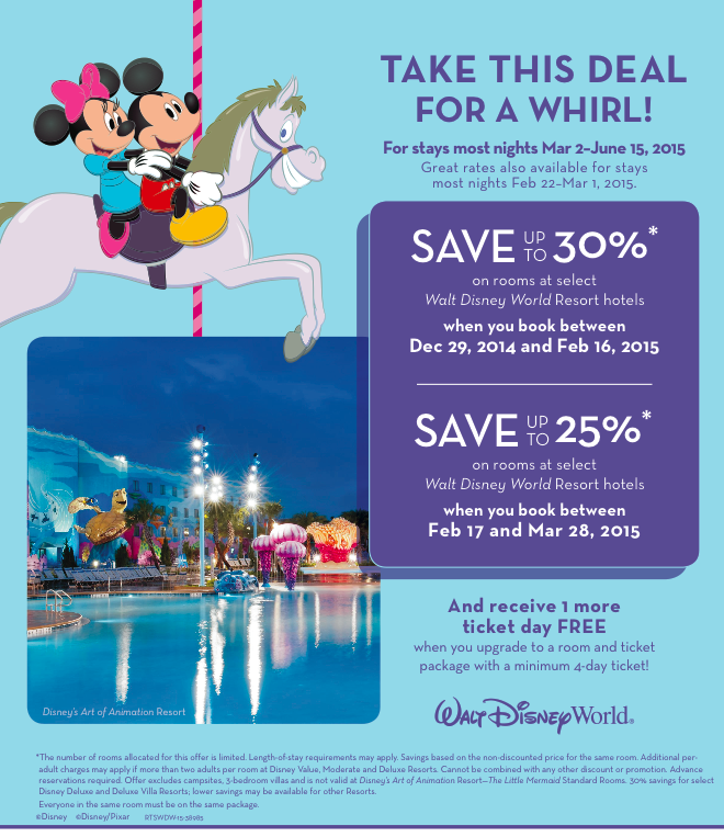 Walt Disney World – Room Only Discount for Spring 2015